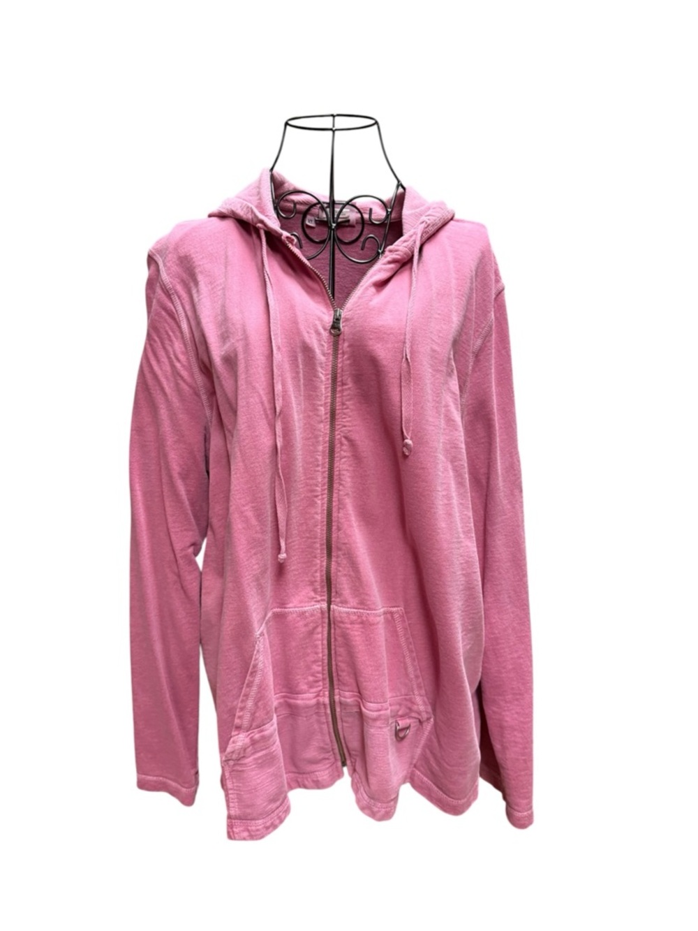 Hot Cotton Pink Zip Hoodie with Drawstring Hood 100% cotton XL